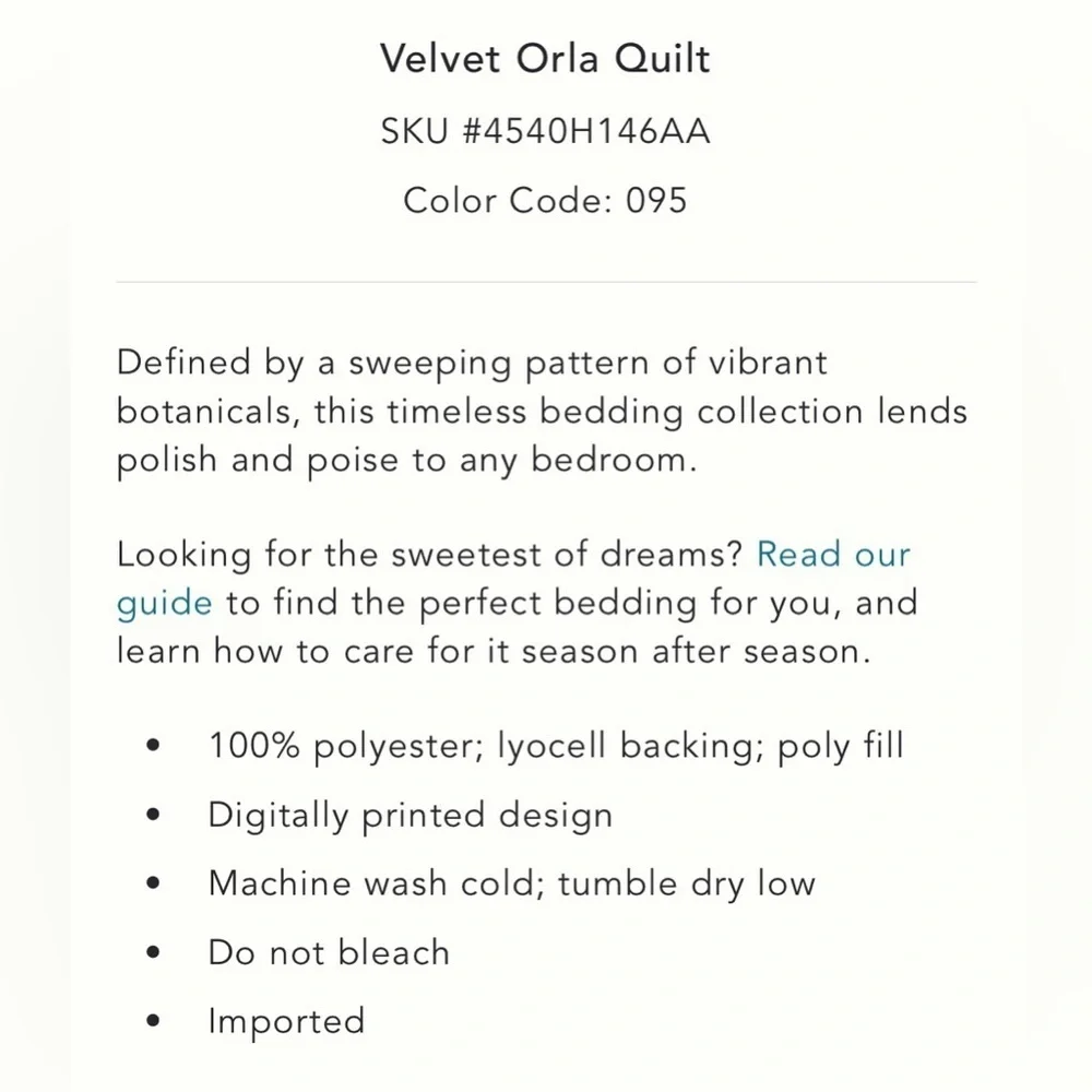 Anthropologie Velvet Orla Quilt Size Queen NWT